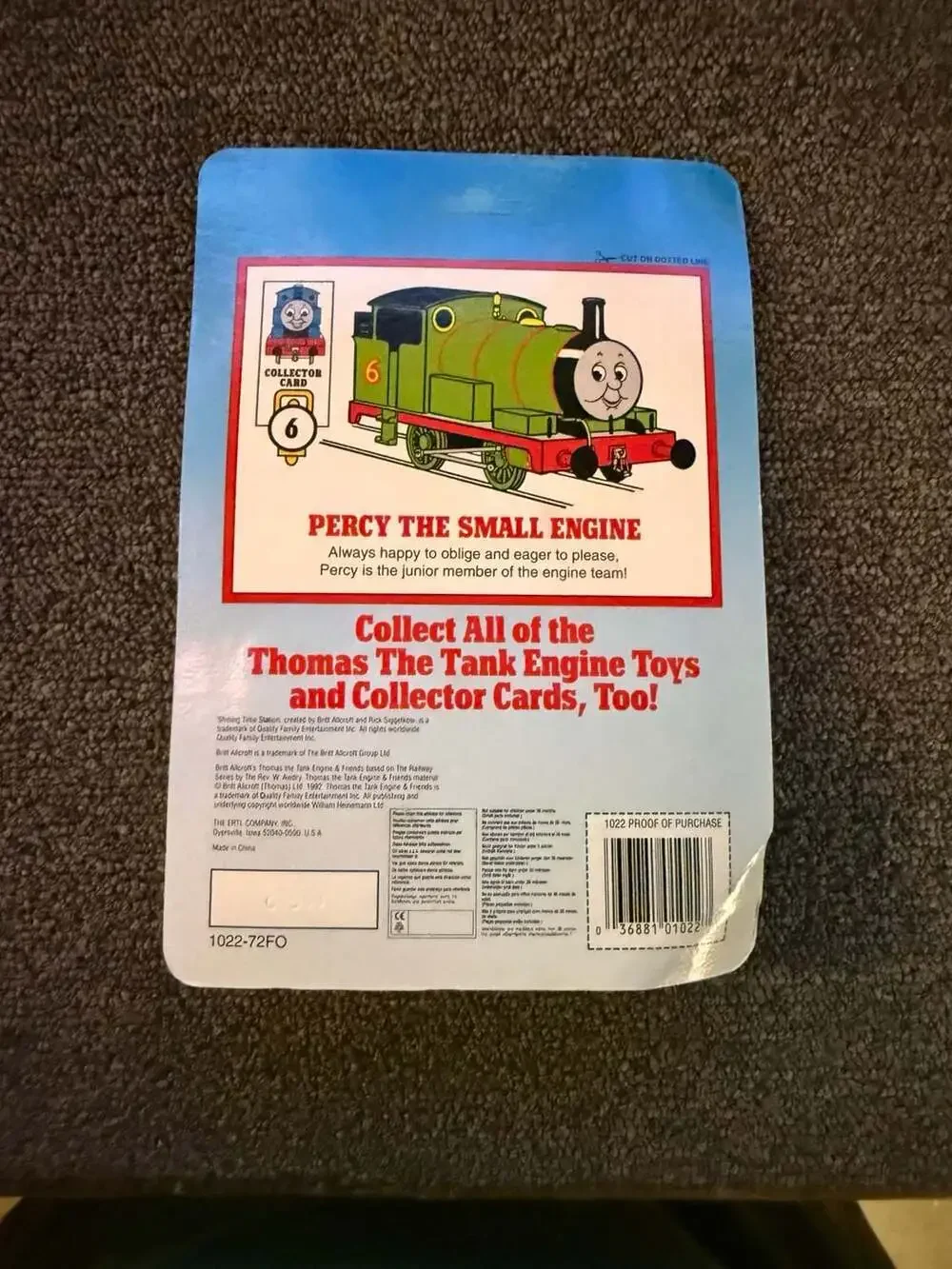 Vintage 1992 ERTL Shining Time Station Die-Cast Percy The Small Engine 1022 New